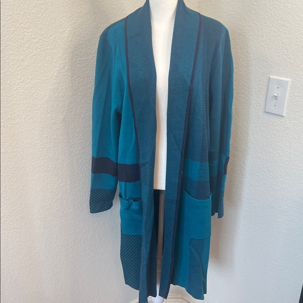 Liz ClaiborneTeal Open Front Cardigan Sweater